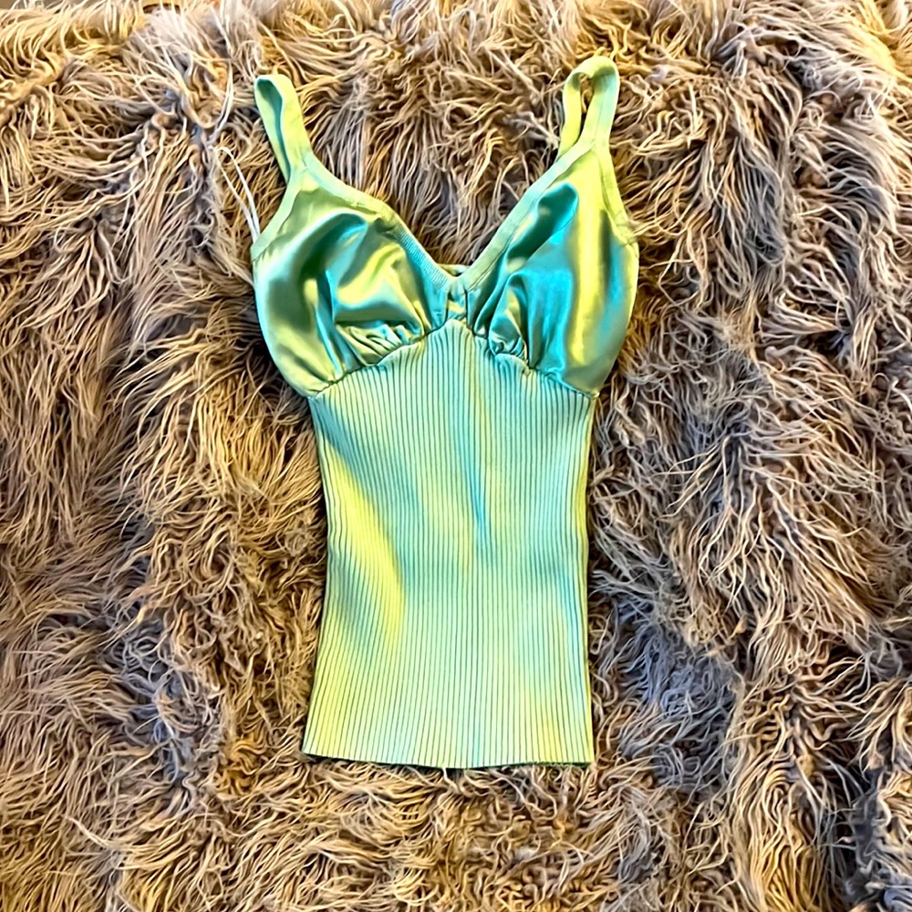 Glowing Green Silk Sweater Tank